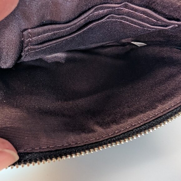 COACH BLACK FLORAL PVC LEATHER CORNER STITCH WRISTLET - Picture 6 of 8